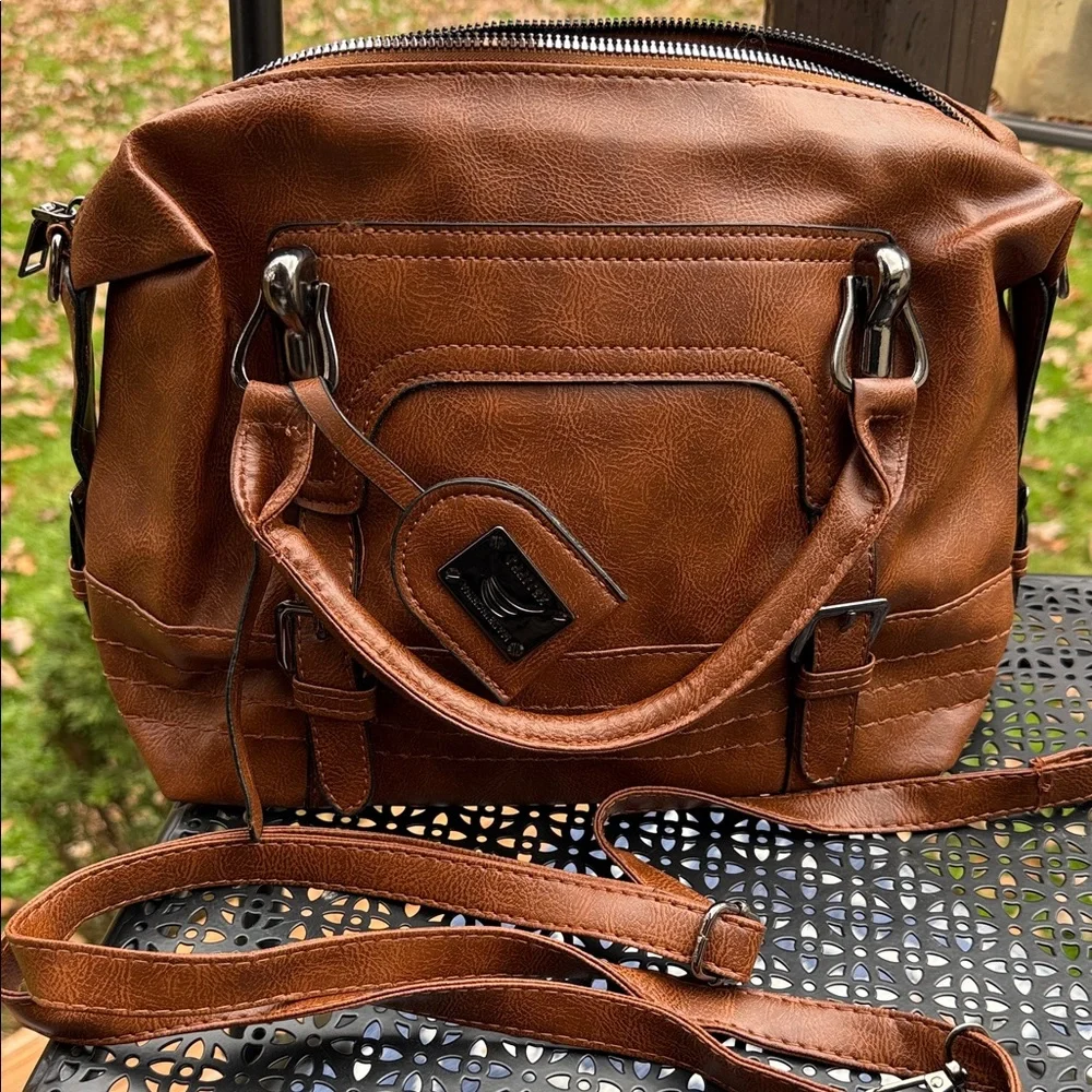 NWOTS Source Unknown Tan Leather Satchel - Picture 1 of 10
